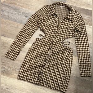 Stylish Houndstooth Mini Dress